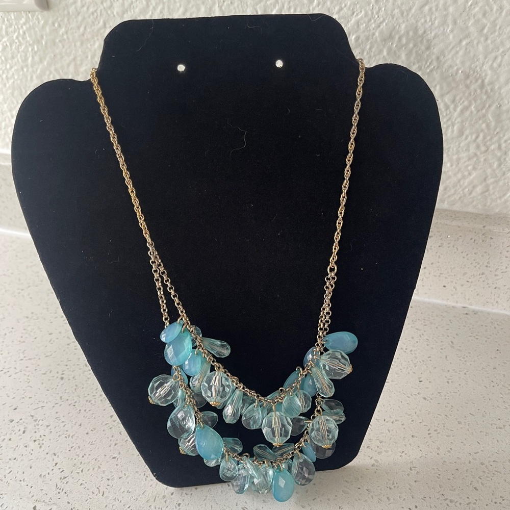 Blue Teardrop Statement Necklace - Picture 2 of 2